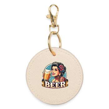 Retro Bier Schönheit - Stilvolle Bierliebhaber - Runder Schlüsselanhänger - Auster - Vorne