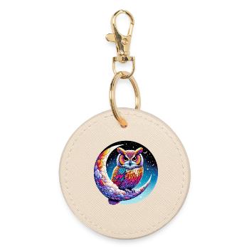 Hibou sur la Lune - Porte-clés rond - huître - Devant