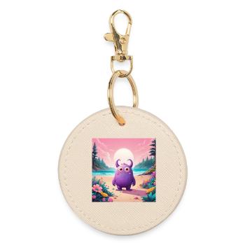 Little Monster on the Beach - Round Keyring - oyster - Front