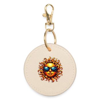 Sun with Sunglasses - Round Keyring - oyster - Front