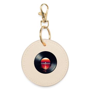Disque de musique LP vinyle, Retro Sunset - Porte-clés rond - huître - Devant