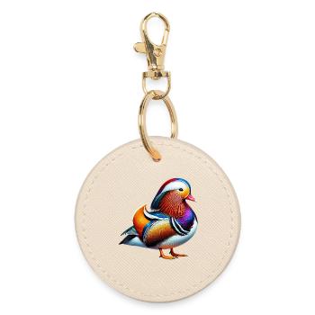 Canard mandarin - Porte-clés rond - huître - Devant