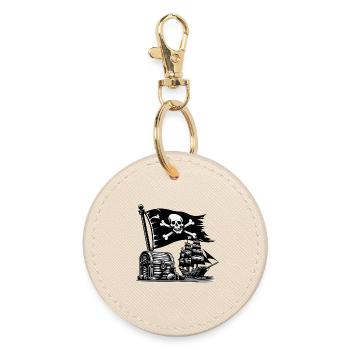 Aventure pirate avec crâne et bateau - Porte-clés rond - huître - Devant