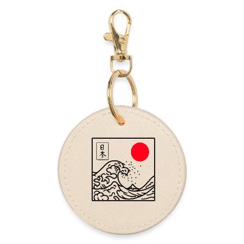 Japan Big Wave Kanagawa Zen T-Shirt - Runder Schlüsselanhänger - Auster - Vorne