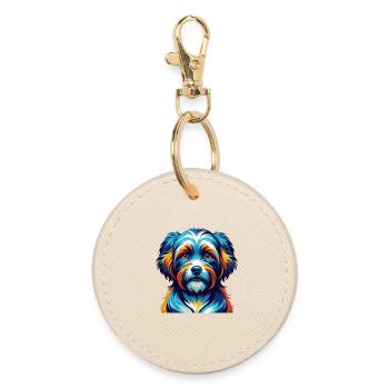 Race de chien havanais, dessin animé coloré, Kawaii - Porte-clés rond - huître - Devant