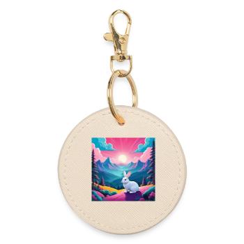 Rabbit on the mountain - Round Keyring - oyster - Front