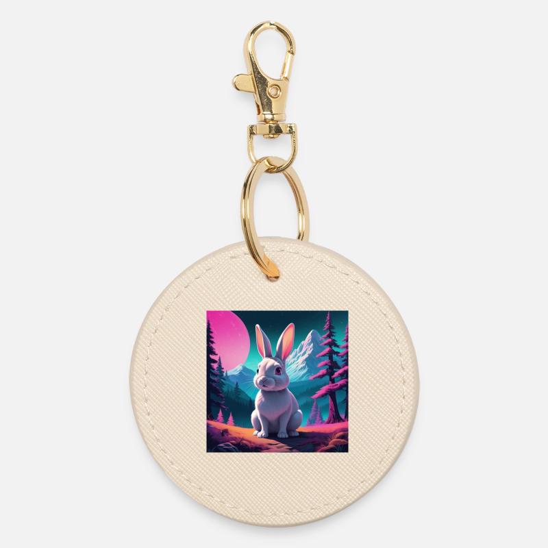 Lapin sur la montagne - Porte-clés rond - huître