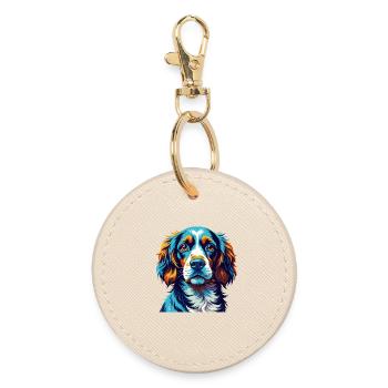 Épagneul alpin Chien race Coloré Dessin animé Kawaii - Porte-clés rond - huître - Devant