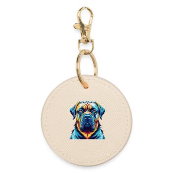 Dogue belge Chien Race Coloré Dessin animé Kawaii - Porte-clés rond - huître - Devant