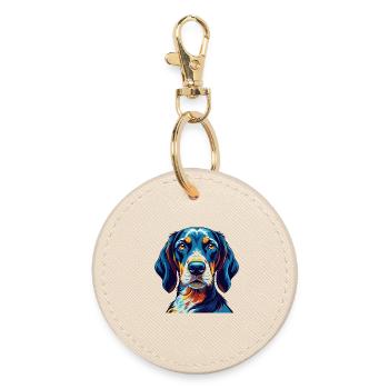 Bluetick Coonhound Hunderasse Karikatur Kawaii - Runder Schlüsselanhänger - Auster - Vorne