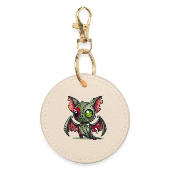 Creepy Zombie Bat for Halloween Fun - Round Keyring - oyster - Front