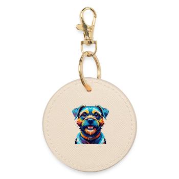 Border Terrier Chien Race Coloré Dessin Animé Kawaii - Porte-clés rond - huître - Devant