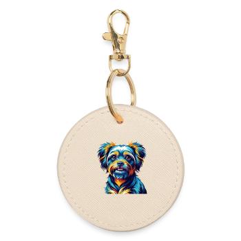 Bichon Yorkie Chien Race Coloré Dessin Animé Kawaii - Porte-clés rond - huître - Devant