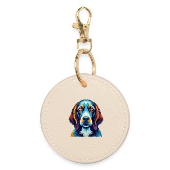 Bracco Italiano Dog Breed Colorful Cartoon Kawaii - Round Keyring - oyster - Front