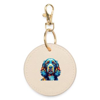 Épagneul des champs Chien race Dessin animé coloré Kawaii - Porte-clés rond - huître - Devant