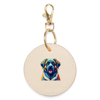 Estrela Mountain Dog Breed Colorful Cartoon Kawaii - Round Keyring - oyster - Front