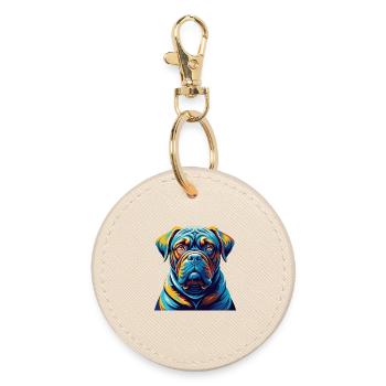Français Bordeaux Mastiff Chien Race Dessin Animé Kawaii - Porte-clés rond - huître - Devant