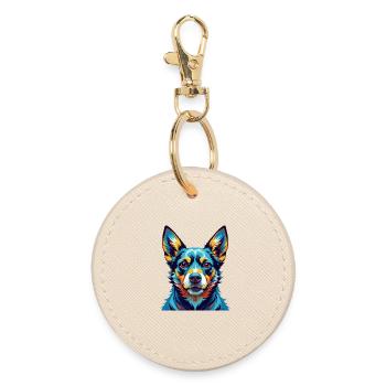 Lancashire Heeler Dog Breed Cartoon Kawaii - Round Keyring - oyster - Front