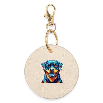Rottweiler Chien Race Coloré Dessin Animé Kawaii - Porte-clés rond - huître - Devant
