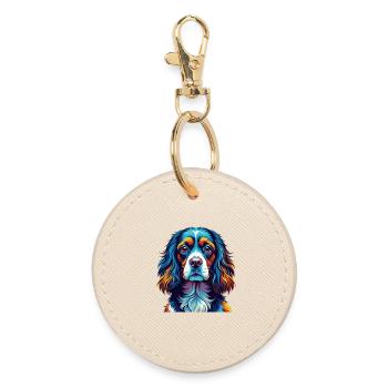 Épagneul russe Chien Race Coloré Dessin animé Kawaii - Porte-clés rond - huître - Devant