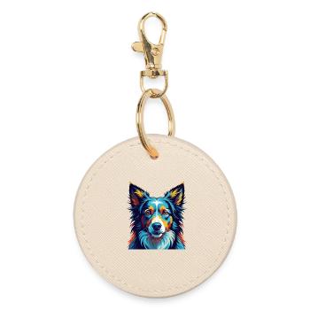 Chien de berger gallois race coloré dessin animé Kawaii - Porte-clés rond - huître - Devant