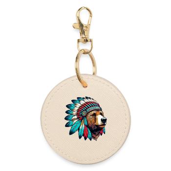 American Indian Bear American Redskin - Round Keyring - oyster - Front