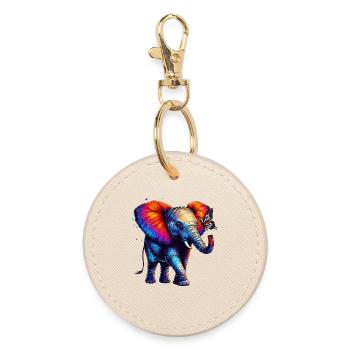 Éléphant et papillon - Porte-clés rond - huître - Devant