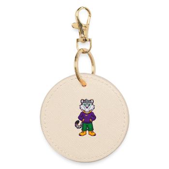 Schneeleopard Lustige Kawaii Zeichentrickfigur - Runder Schlüsselanhänger - Auster - Vorne