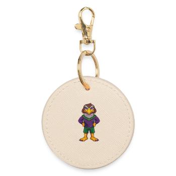 Hawk Funny Kawaii Cartoon Character Clipart - Round Keyring - oyster - Front