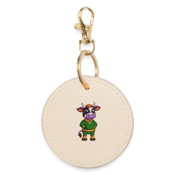 vache drôle kawaii personnage de dessin animé clipart - Porte-clés rond - huître - Devant
