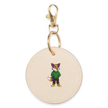renard drôle kawaii dessin animé personnage clipart - Porte-clés rond - huître - Devant