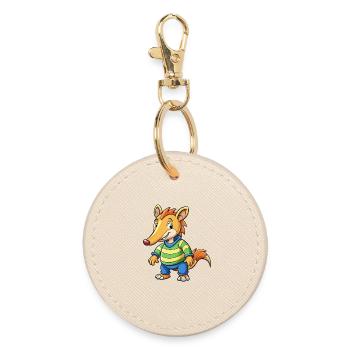 Ameisenbär Niedliche Zeichentrickfigur Kawaii Clipart - Runder Schlüsselanhänger - Auster - Vorne