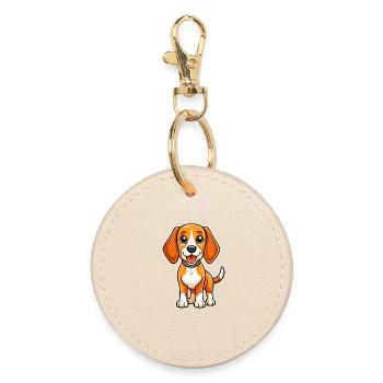 Beagle chien mignon personnage de dessin animé Kawaii Clipart - Porte-clés rond - huître - Devant