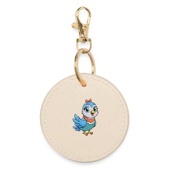 Taube Niedliche Zeichentrickfigur Kawaii Clipart - Runder Schlüsselanhänger - Auster - Vorne