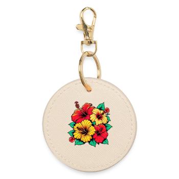 Hibiscus Flowers - Round Keyring - oyster - Front