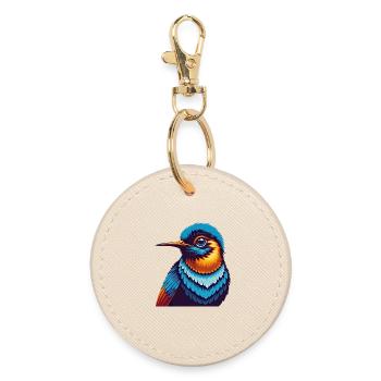 Colibri coloré Kawaii personnage de dessin animé animal de compagnie - Porte-clés rond - huître - Devant