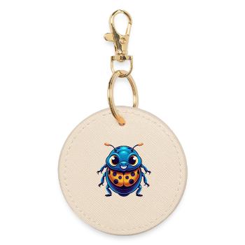 Ladybug Colorful Kawaii Cartoon Character Clipart - Round Keyring - oyster - Front