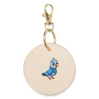 Taube Niedliche Zeichentrickfigur Kawaii Clipart - Runder Schlüsselanhänger - Auster - Vorne