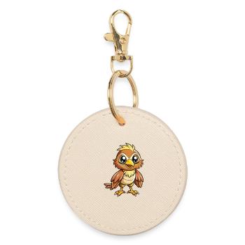 Hawk Cute Cartoon Character Kawaii Clipart - Round Keyring - oyster - Front