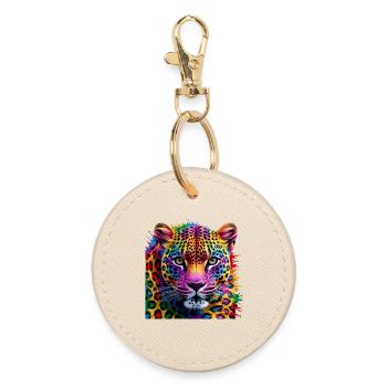 colorful leopard - Round Keyring - oyster - Front