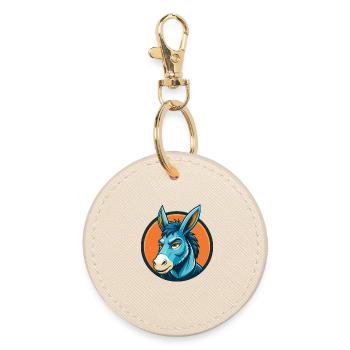Donkey Cute Kawaii Cartoon Clipart Animal Pet Logo - Round Keyring - oyster - Front