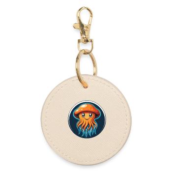 méduse mignon Kawaii dessin animé animal animal logo - Porte-clés rond - huître - Devant