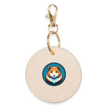 Hamster Cute Funny Kawaii Cartoon Animal Pet Logo - Round Keyring - oyster - Front