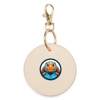 tortue mignon kawaii dessin animé animal animal logo - Porte-clés rond - huître - Devant