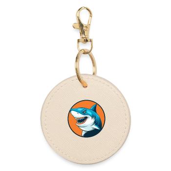 Shark Cute Kawaii Cartoon Clipart Animal Pet Logo - Round Keyring - oyster - Front