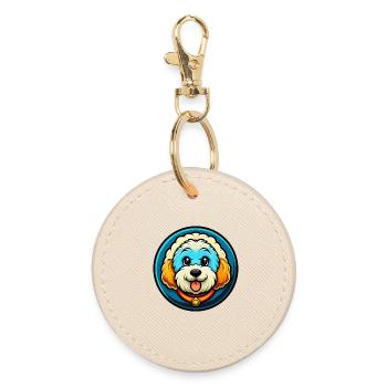 Bichon frisé chien coloré Kawaii dessin animé Clipart - Porte-clés rond - huître - Devant
