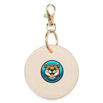 loutre coloré kawaii dessin animé personnage clipart - Porte-clés rond - huître - Devant