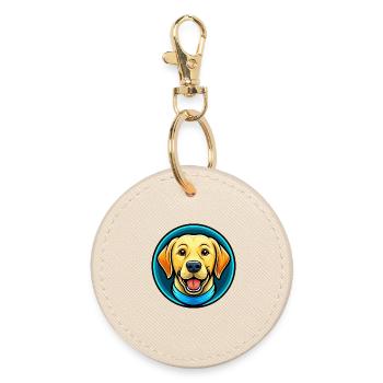 Labrador Retriever Hund Buntes Kawaii Cartoon Haustier - Runder Schlüsselanhänger - Auster - Vorne