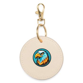 Hawk Colorful Kawaii Cartoon Character Clipart Pet - Round Keyring - oyster - Front