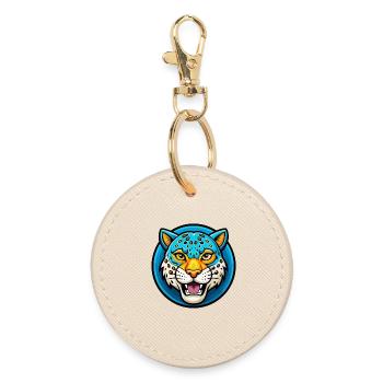Leopard Colorful Kawaii Cartoon Character Clipart - Round Keyring - oyster - Front